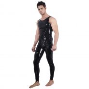 Late X Combinaison Catsuit en Latex sans Manches pour Hommes