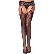 Leg Avenue Collants en Dentelle sans Entrejambe