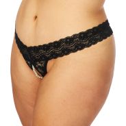 NORTIE Malin String Ouvert Noir avec Perles Orgasmiques Grande Taille