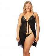 NORTIE Gro Ensemble Nuisette en Dentelle Noire Grande Taille