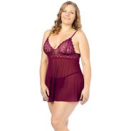 NORTIE Basil Bordeaux Babydoll Ensemble Grande Taille