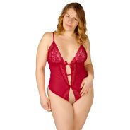 NORTIE Vilja Body en Dentelle Rouge à Entrejambe Ouvert Grande Taille