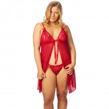NORTIE Gro Ensemble Nuisette en Dentelle Rouge Grande Taille