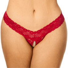 NORTIE Malin String Ouvert Rouge avec Perles Orgasmiques Grande Taille