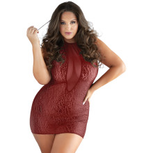 Allure Diva Rayna Teddy à Lacets Léopard Rouge Grande Taille
