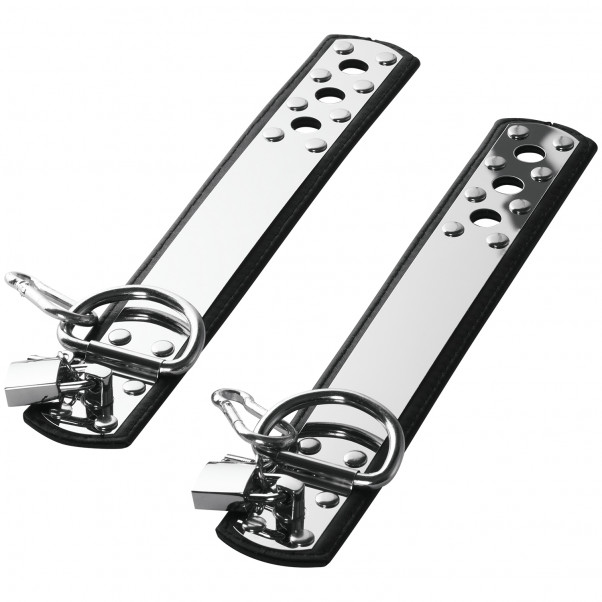 Rimba Håndleds Manchetter i Læder og Metal med Hængelås  3