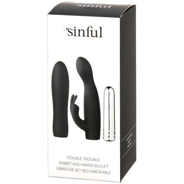 Sinful Double Trouble Ensemble Vibromasseur Bullet Rechargeable Wand et Rabbit  90