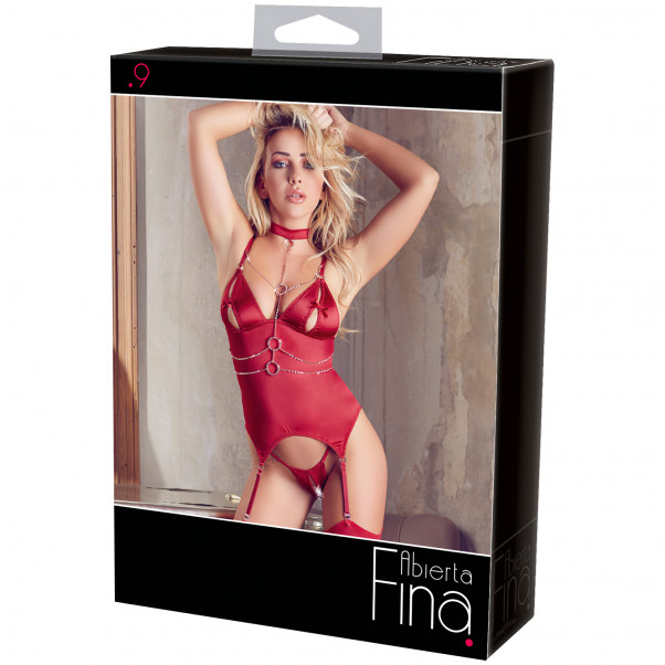 Abierta Fina Red Rhinestone Basque 90