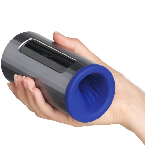 LELO F1S V2 Blue Pleasure Console Masturbateur Image du produit avec des mains 50