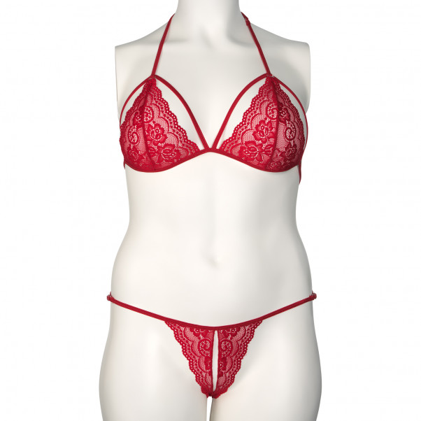 Nortie Friia Ensemble Soutien-Gorge et String Ouvert Rouge Grande Taille Image du produit 1