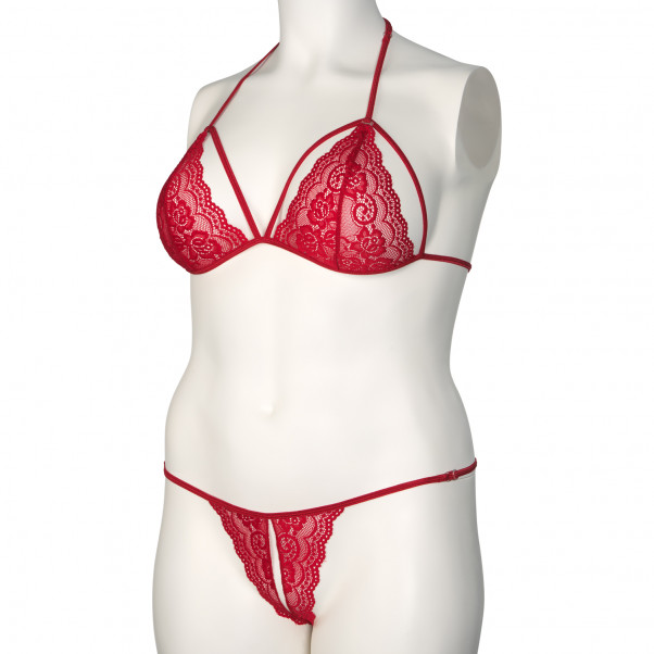 Nortie Friia Ensemble Soutien-Gorge et String Ouvert Rouge Grande Taille Image du produit 7