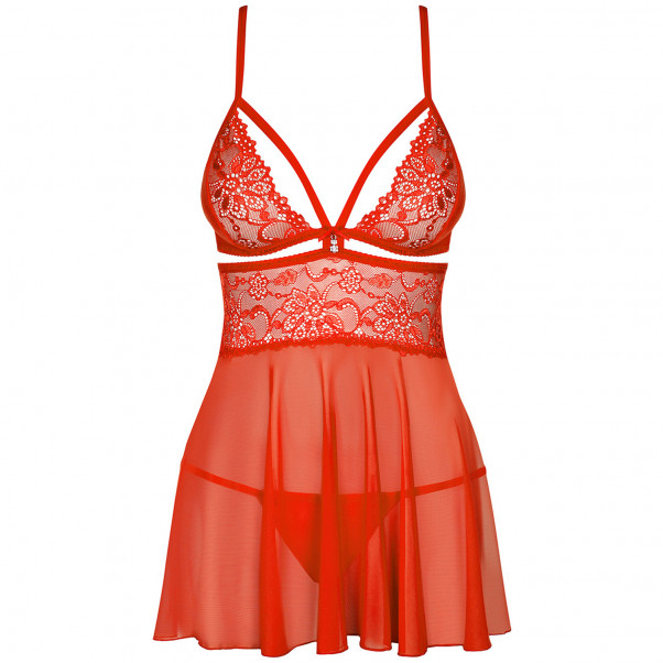 Obsessive Ensemble Babydoll en Maille Rouge Image du produit 3