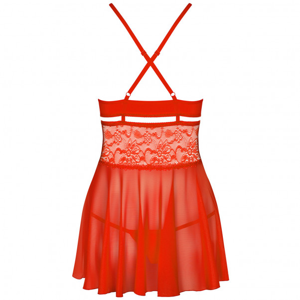 Obsessive Ensemble Babydoll en Maille Rouge Image du produit 4