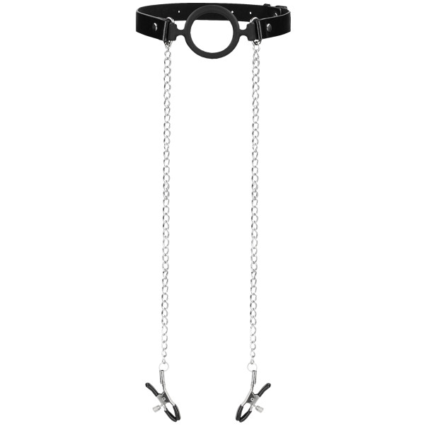 Ouch! Bâillon à joint torique et pinces à tétons Image du produit 2