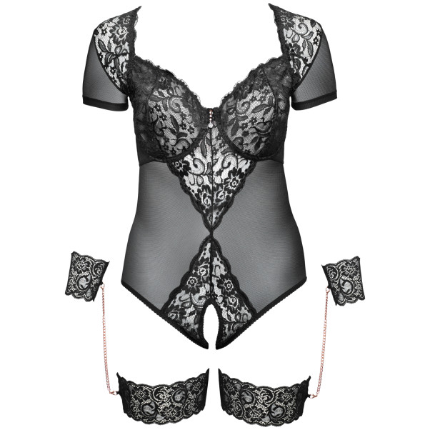 Cottelli Bondage Body en Dentelle Sans Entrejambe avec Menottes Grande Taille Image du produit 3