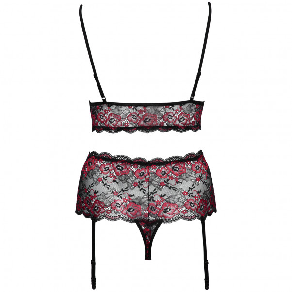 Cottelli Curves Ensemble Lingerie Peek-a-Boo Sans Entrejambe en Dentelle Rouge Grande Taille Image du produit 4