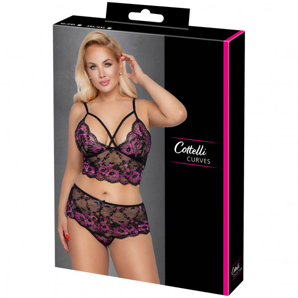 Cottelli Curves Ensemble Lingerie en Dentelle Violette Grande Taille Image de l'emballage 90