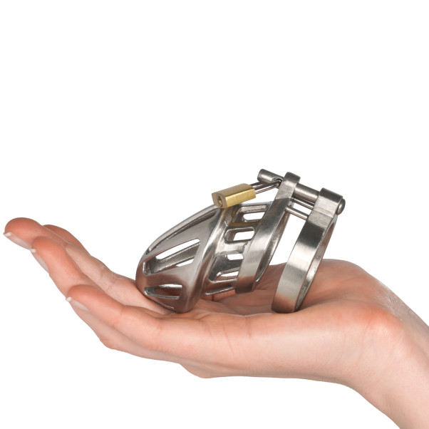 Bon4ML Solid Cage de Chasteté en Acier Image du produit avec des mains 50