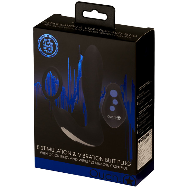 Ouch! Plug Anal et Anneau Pénien Électro et Vibrant Image de l'emballage 90