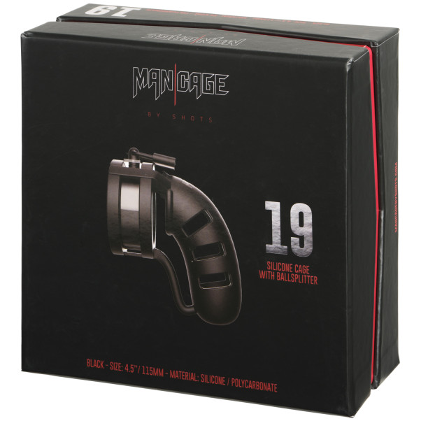 Mancage 19 Cage de Chasteté avec Séparateur de Testicules Image de l'emballage 90