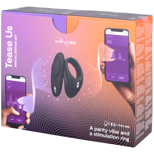 We-Vibe Tease Us Set with Moxie Vibromasseur pour Culotte et Anneau Pénien Vibrant Image de l'emballage 90