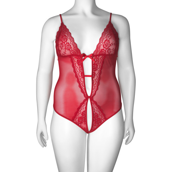 NORTIE Vilja Body en Dentelle Rouge à Entrejambe Ouvert Grande Taille Image du produit 5