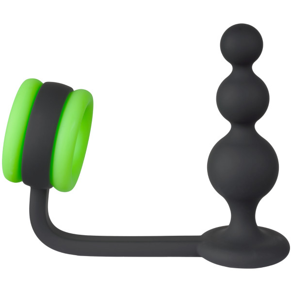 Ouch! Glow in the Dark Plug Anal Perlé avec Anneau Pénien Image du produit 2