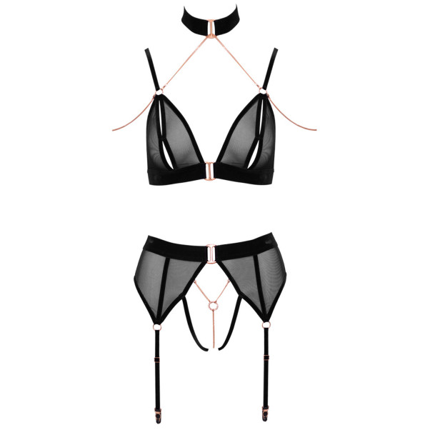 Abierta Fina Mesh Peekaboo Ensemble de Lingerie Image du produit 3
