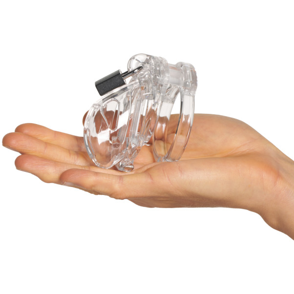 The Vice Cage de Chasteté Transparente Image du produit avec des mains 50