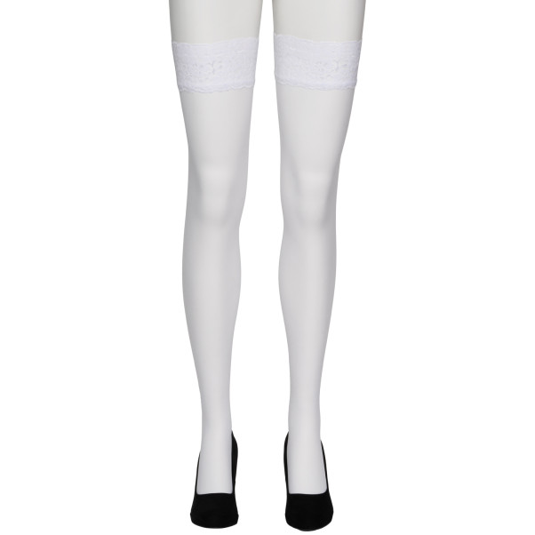 NORTIE Sage Bas Autofixants avec Ourlet en Dentelle et Couture Arrière Blanc Image du produit 5