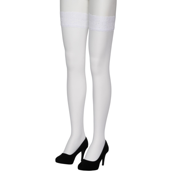 NORTIE Sage Bas Autofixants avec Ourlet en Dentelle et Couture Arrière Blanc Image du produit 6