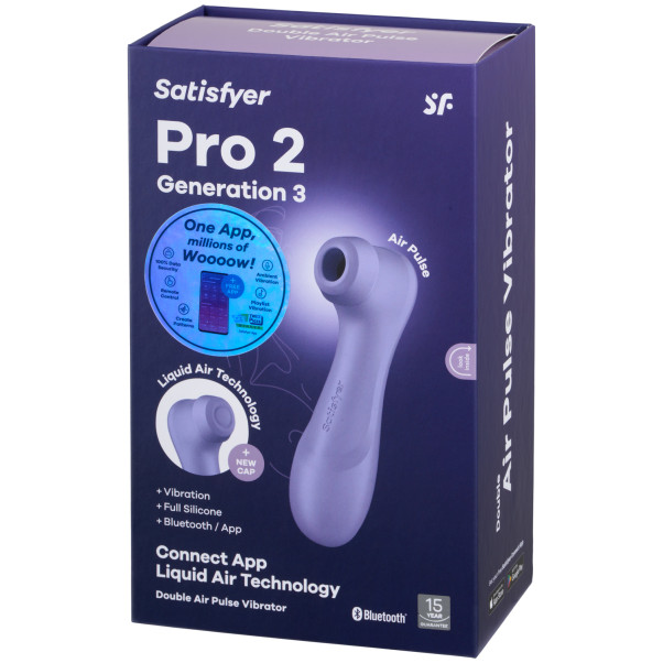 Satisfyer Pro 2 Generation 3 Liquid Air Stimulateur Clitoridien Connecté à une Application Lilas Image de l'emballage 90