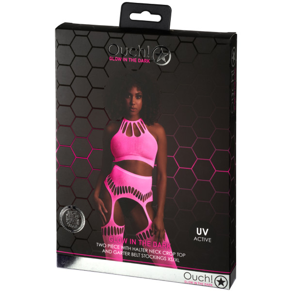 Ouch! Glow in The Dark Neon Crop Top et Bas Rose Fluo Image de l'emballage 90