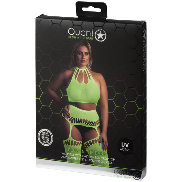 Ouch! Glow in The Dark Neon Crop Top et Bas Vert Fluo Grande Taille Image de l'emballage 90