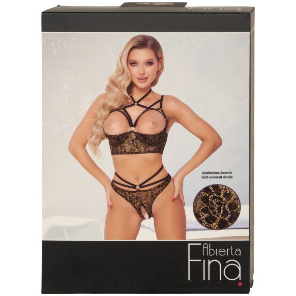 Abierta Fina Ensemble de Soutien-Gorge Ouvert en Dentelle Noir et Or Image de l'emballage 90