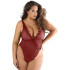 Allure Diva Leilani Teddy Ouvert en Maille et Dentelle Frangée Rouge Grande Taille Image du produit sur un modèle 1