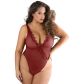Allure Diva Leilani Teddy Ouvert en Maille et Dentelle Frangée Rouge Grande Taille Image du produit sur un modèle 1