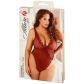 Allure Diva Leilani Teddy Ouvert en Maille et Dentelle Frangée Rouge Grande Taille Image de l'emballage 90