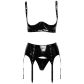 Black Level Ensemble Soutien-Gorge Bonnets Ouverts en Vinyle et Porte-Jarretelles Image du produit 3